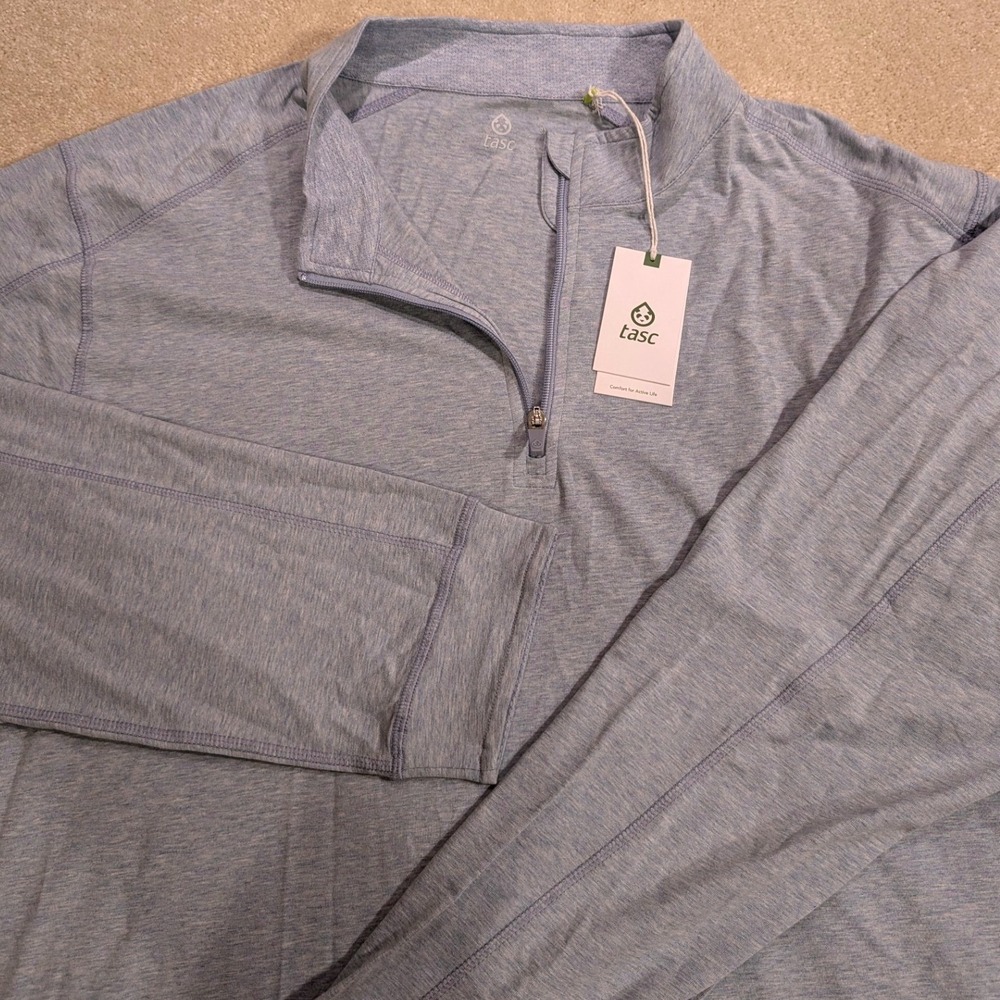 Tasc Carrollton 1/4 Zip Pullover Mens 3XL Cloud Heather Bamboo Cotton